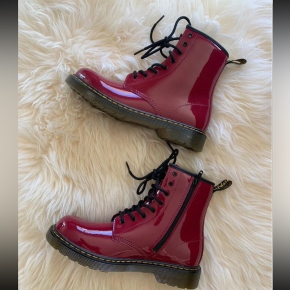 Dr. Martens Shoes - Dr Martens 1460 Delaney Patent Cherrywood Red UK 5 US Women’s 7 Men’s 6